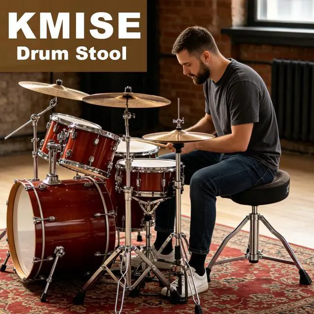Alt view image 3 of 6 - Drum Throne, Hydraulic Drum Stool, Height Ajustable Drumming Seat, Heavy Duty Velvet Chair, Motorcycle Saddle Throne, Padded for Drummer Adult Men Brown GD01