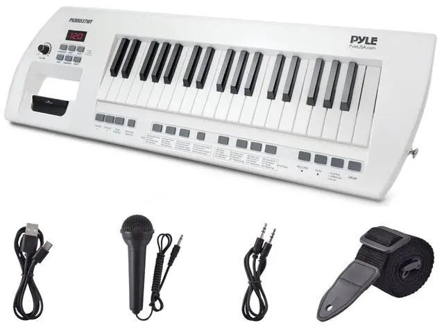Main image of 37 Key Portable Piano Keyboard, Compact Electronic Piano with Built-in Speakers, Wired Mic, Rechargeable Battery & Strap, Digital Musical Keyboard for Beginners, Travel, and Karaoke Fun