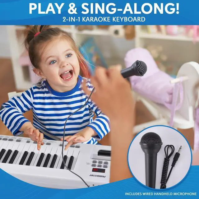 Alt view image 5 of 6 - 37 Key Portable Piano Keyboard, Compact Electronic Piano with Built-in Speakers, Wired Mic, Rechargeable Battery & Strap, Digital Musical Keyboard for Beginners, Travel, and Karaoke Fun