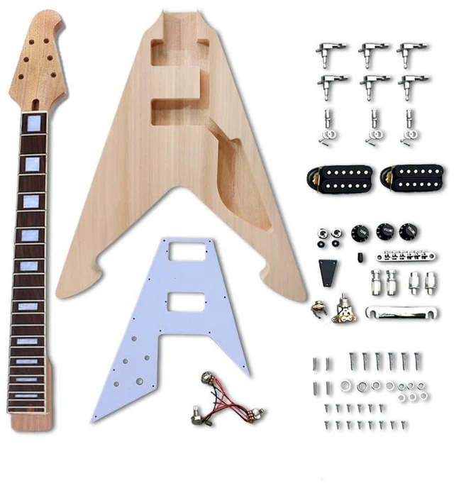 Main image of DIY Guitar Kit With Mahogany Body Mahogany Neck With Rosewood Fretboard 6 String DIY Electric Guitar Kit With All Components To Build Your Own Guitar