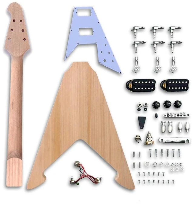 Alt view image 2 of 6 - DIY Guitar Kit With Mahogany Body Mahogany Neck With Rosewood Fretboard 6 String DIY Electric Guitar Kit With All Components To Build Your Own Guitar