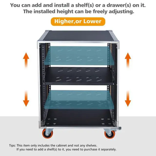 Alt view image 3 of 6 - AV Gear Rack 8U Home Audio & Video Stage Stereo Equipment Storage Cabinet Stand On Wheels - 8U 19in Server IT Network Data Devices Storage Rack Cabinet - SC01-8U