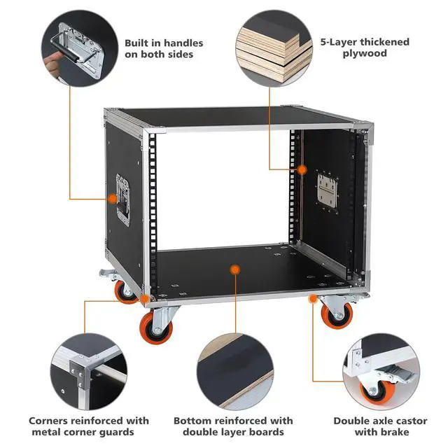 Alt view image 4 of 6 - AV Gear Rack 8U Home Audio & Video Stage Stereo Equipment Storage Cabinet Stand On Wheels - 8U 19in Server IT Network Data Devices Storage Rack Cabinet - SC01-8U
