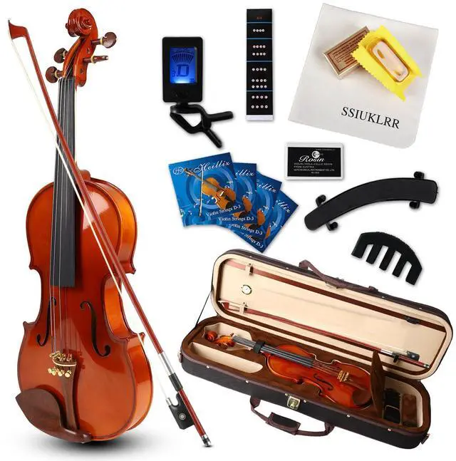 Main image of Violin 4/4 Full Size Complete Set for Adults Teenagers Students,Solid Maple Wood Violins with Rosewood Fittings,Case,Spare strings,Bow, Rosin, Shoulder Rest,Professional Violin for 11+years Gift