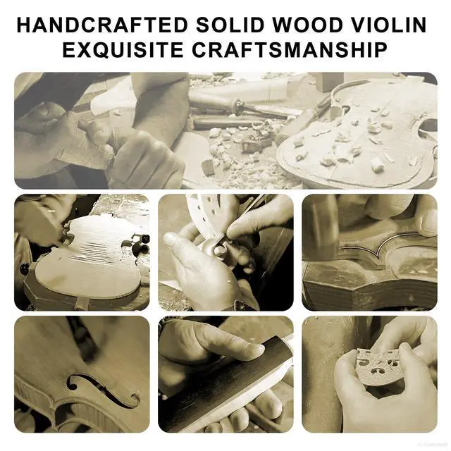 Alt view image 6 of 6 - Violin 4/4 Full Size Complete Set for Adults Teenagers Students,Solid Maple Wood Violins with Rosewood Fittings,Case,Spare strings,Bow, Rosin, Shoulder Rest,Professional Violin for 11+years Gift