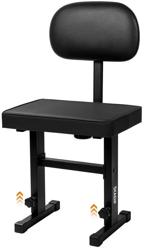 Main image of Adjustable Piano Bench with backrest, Durable Piano Stool Keyboard Chair | Portable Piano Stool for Musicians Piano Seat with Padded Cushion