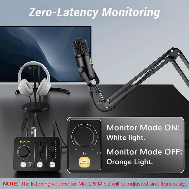 Alt view image 5 of 6 - Podcast Equipment Bundle for 2, Audio Mixer with Dynamic Microphone and Boom Arm Set, XLR Mic with Studio Audio Interface, Boom Arm, All-in-One Pack for Recording, Podcasting, Streaming, POD-2