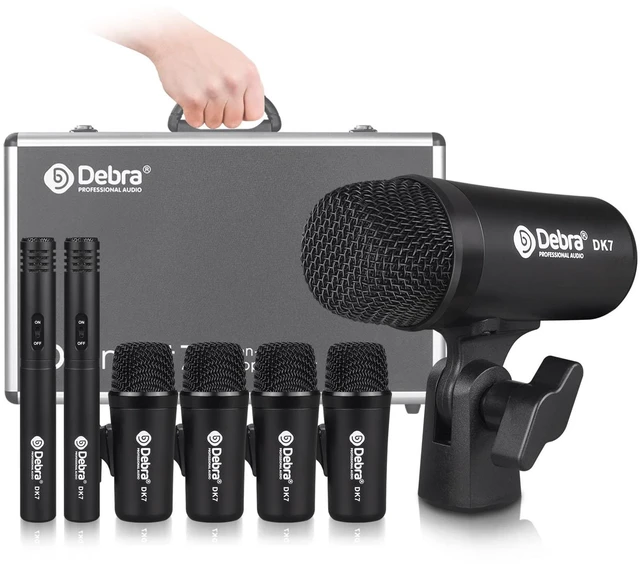 Main image of DK7 Pro 7-Piece Wired Drum Microphone Kit for Performing and Recording Drummers, Includes Mics, Mic Clip with Options for Kick Drums, Snare, Rack/Floor Toms, Congas and Cymbals