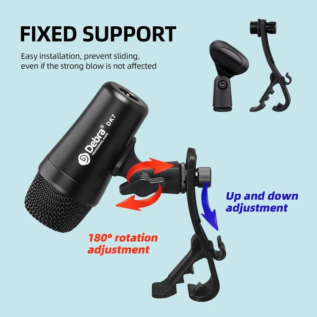 Alt view image 5 of 6 - DK7 Pro 7-Piece Wired Drum Microphone Kit for Performing and Recording Drummers, Includes Mics, Mic Clip with Options for Kick Drums, Snare, Rack/Floor Toms, Congas and Cymbals