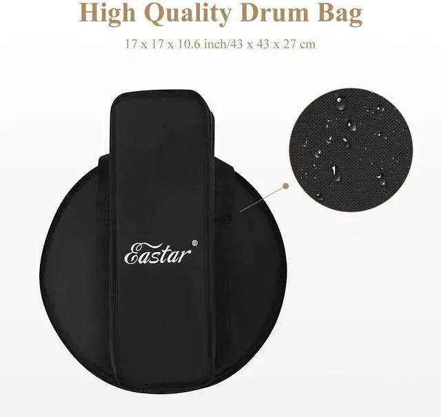 Alt view image 6 of 6 - Snare Drum Set with Drum Sticks, Stand, Mute Pad, Bag, Key, 14"X 5.5", Starry Black