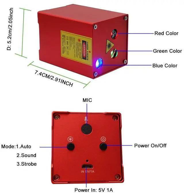 Alt view image 2 of 6 - Mini Portable RG Hypnotic Aurora Mixed Blue Star Projector Tripod USB Light Built-in 1200MA Rechargeable Battery for Home Party DJ Outdoor Stage Lighting Effect DP-AS100