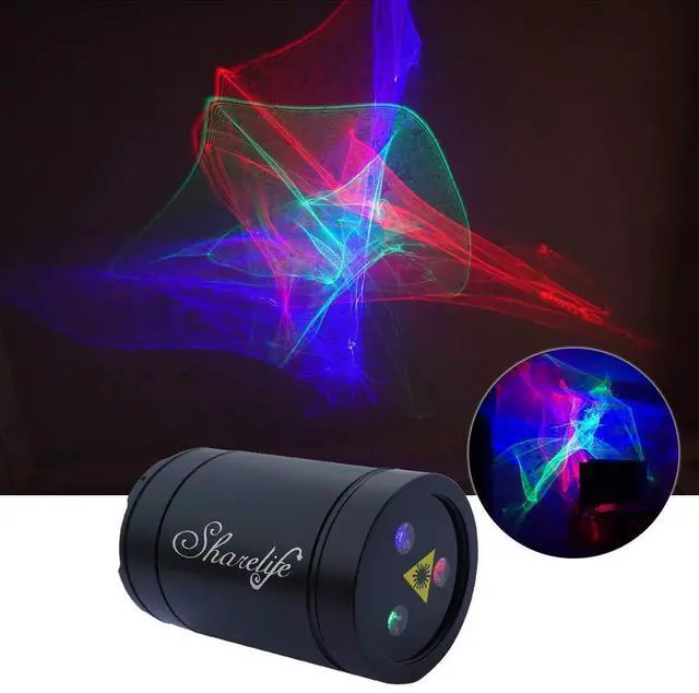 Main image of Mini DJ Rechargeable Laser Lights, RGB Aurora Effect Projector USB for Home Disco Party Show Outdoor Stage DJ Dance Car Garden Holiday Portable Lights DP4-A-Black