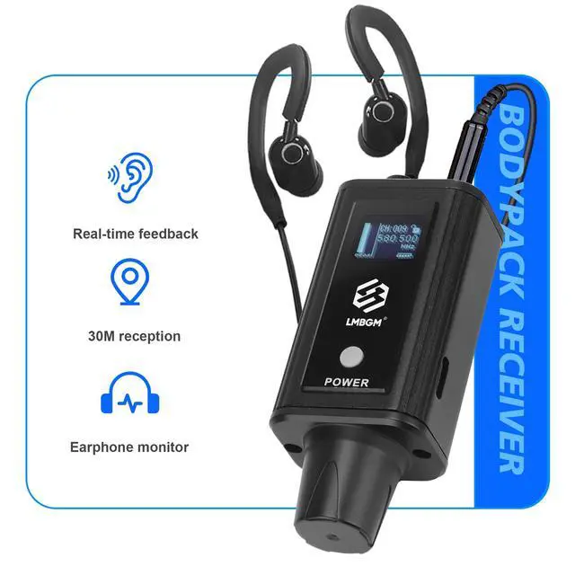 Alt view image 6 of 6 - A9 UHF Wireless in Ear Monitor System, Mono IEM Transmitter & Beltpack Receiver, 30M Range Low Latency, Professional Stage Monitor for Studio, Band Rehearsal, Live Performance, Singer