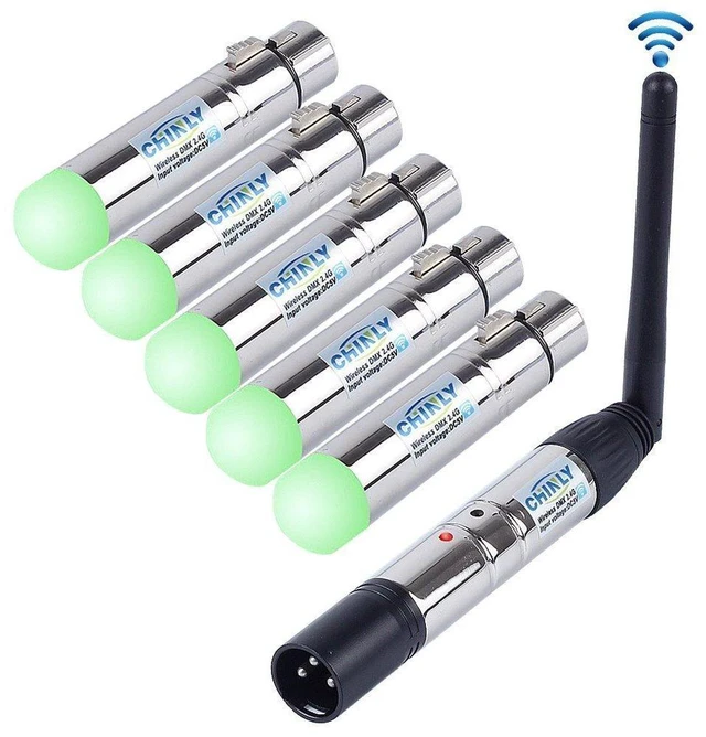 Main image of 6pcs 2.4G DMX512 Wireless 1 Male Transmitter & 5 Female Receivers Control Short Version for Stage PAR Party Light