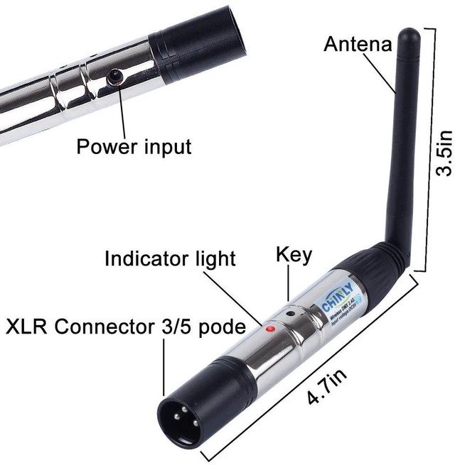 Alt view image 3 of 6 - 6pcs 2.4G DMX512 Wireless 1 Male Transmitter & 5 Female Receivers Control Short Version for Stage PAR Party Light