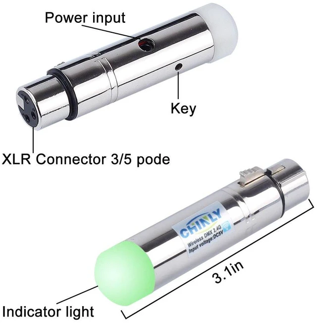 Alt view image 4 of 6 - 6pcs 2.4G DMX512 Wireless 1 Male Transmitter & 5 Female Receivers Control Short Version for Stage PAR Party Light
