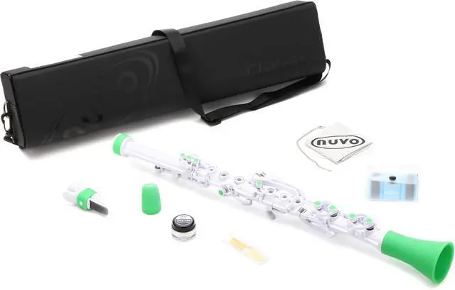 Alt view image 2 of 4 - Clarinéo Student Clarinet Clarinet in C, 3Plus Octaves, Lightweight ABS Plastic (White/Green)