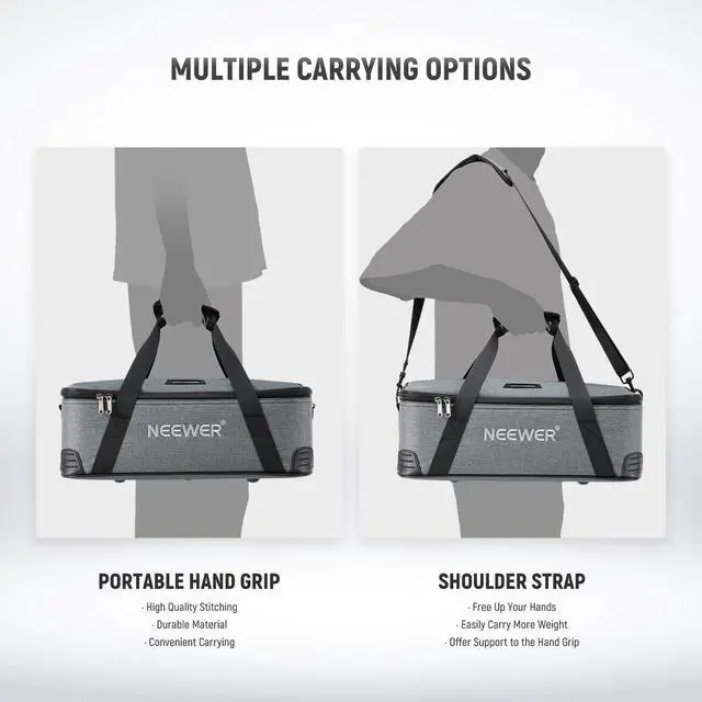 Alt view image 5 of 6 - Carrying Bag with Movable Foam Padded for Studio Light Q300 Vision 4 ML300 CB60B RGB CB60 MS60B MS60C MS150B, Durable Oxford Cloth Transit Bag Travel Case with Shoulder Strap & Handle, PB5