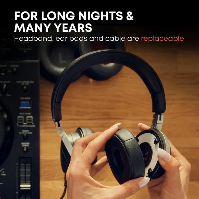 Alt view image 5 of 6 - DJ 300 PRO X Club Professional DJ Headphones 2-in-1 On-Ear and Over-Ear Ear Cups Included. 45 mm Driver, Foldable, Detachable 4.9 Ft Cable, 1/8" Jack w 1/4" Adapter, Black & Silver