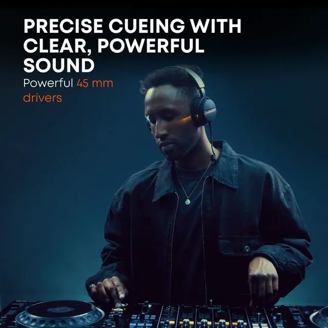 Alt view image 4 of 6 - DJ 300 PRO X Professional DJ Headphones 2-in-1 On-Ear & Over-Ear Ear Cups Included. 45mm Driver, Foldable, Detachable 4.9 Ft Cable, 1/8" Jack w 1/4" Adapter, Black