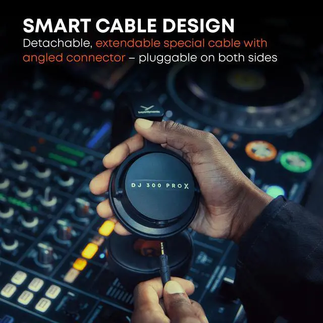 Alt view image 6 of 6 - DJ 300 PRO X Professional DJ Headphones 2-in-1 On-Ear & Over-Ear Ear Cups Included. 45mm Driver, Foldable, Detachable 4.9 Ft Cable, 1/8" Jack w 1/4" Adapter, Black