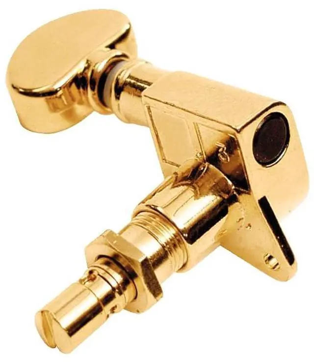 Alt view image 3 of 6 - Grover 502G ROTO-GRIP Locking Rotomatics Guitar Tuners, Tuning Machines Set 3+3 18:1 Gold Tuning Keys Kidney Button Dunlop Polish Cloth Bundle Tuner Heads