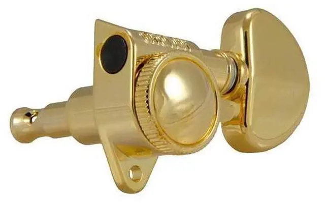 Alt view image 4 of 6 - Grover 502G ROTO-GRIP Locking Rotomatics Guitar Tuners, Tuning Machines Set 3+3 18:1 Gold Tuning Keys Kidney Button Dunlop Polish Cloth Bundle Tuner Heads