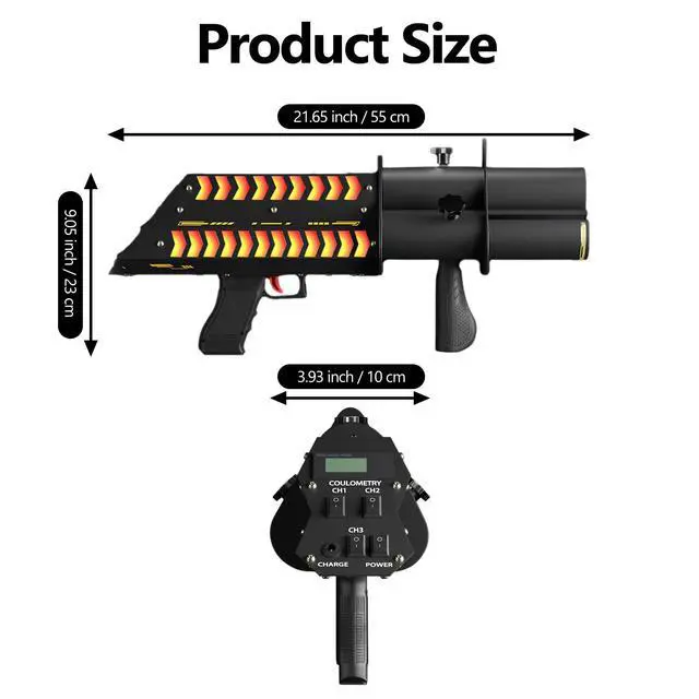 Alt view image 2 of 6 - Electric Confetti Launcher with LED RGB Effects, Three Holes | 2026 ft Shooting Distance for Stage, DJ, Concert, Party & Events (Confetti Paper Not Included)