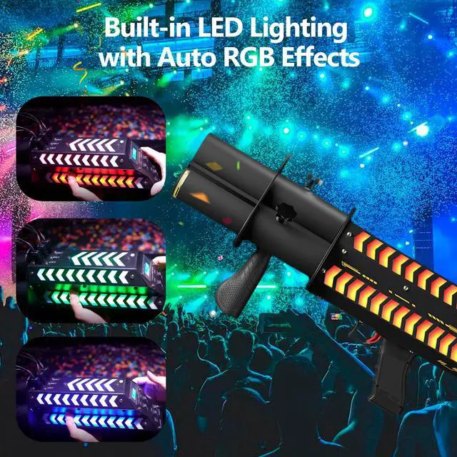 Alt view image 6 of 6 - Electric Confetti Launcher with LED RGB Effects, Three Holes | 2026 ft Shooting Distance for Stage, DJ, Concert, Party & Events (Confetti Paper Not Included)