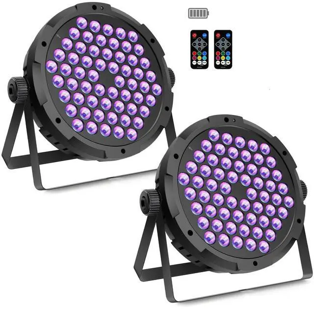 Main image of 90W Dimmable RGB Battery Par Lights by Remote & DMX Control (2Pack) | 20H Single Color 5H Charging, Rechargeable LED Par, Uplight for DJ Party Events Wedding Church Concert Band Club