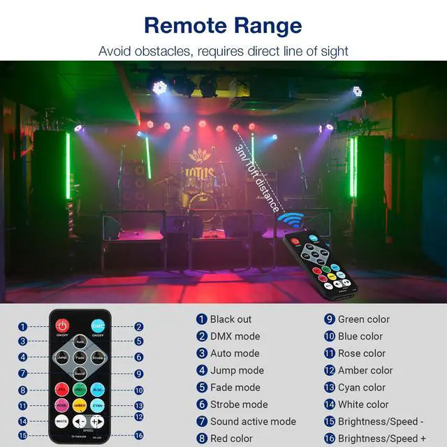 Alt view image 5 of 6 - 90W Dimmable RGB Battery Par Lights by Remote & DMX Control (2Pack) | 20H Single Color 5H Charging, Rechargeable LED Par, Uplight for DJ Party Events Wedding Church Concert Band Club