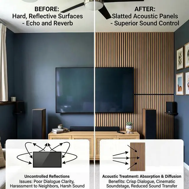Alt view image 2 of 6 - Wood Slat Acoustic Wall Panels Fluted, 4 Pack 47.2"x23.6" Oak | Wood Slat Sound Proof Panels Noise Reduction for Home Office Studio, Ceiling and Wall, Interior Wall Decor Wooden Wall Panels