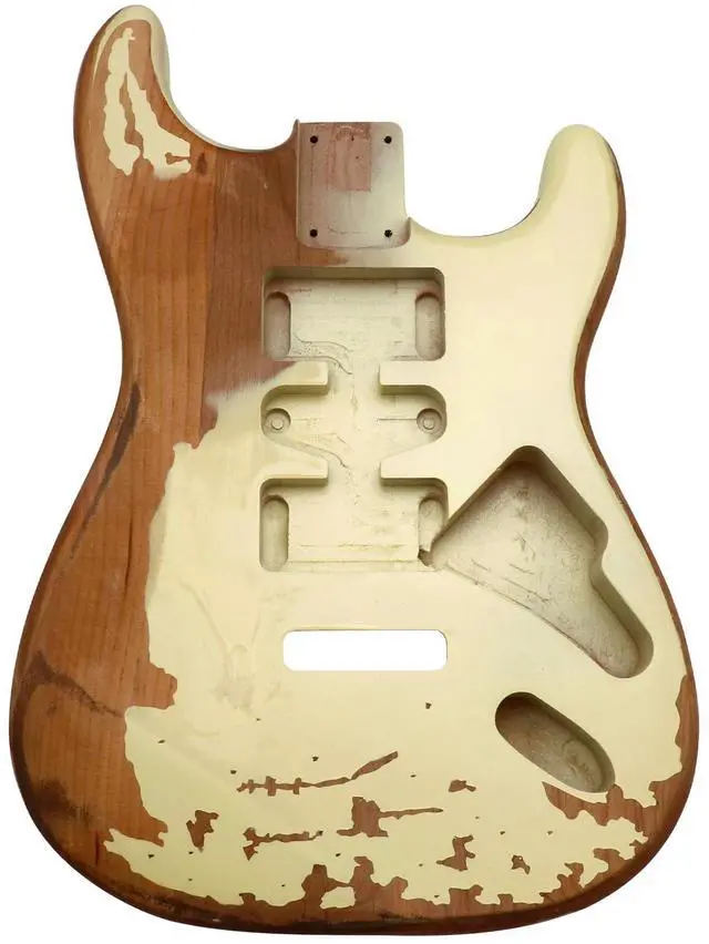 Main image of Relic Electric Guitar Body ST Style Nitro Alder DIY Guitar Body | H-S-H Route, Relic Cream Yellow