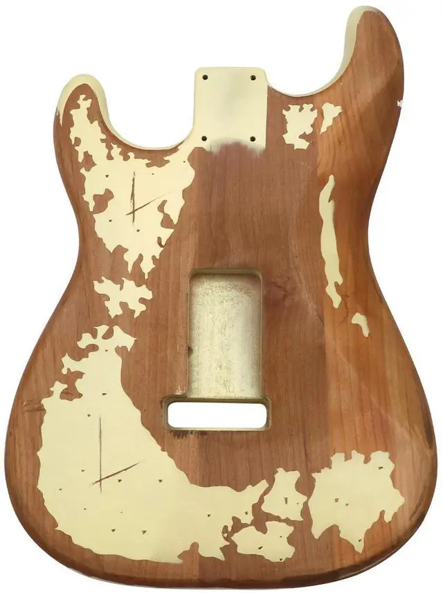 Alt view image 3 of 6 - Relic Electric Guitar Body ST Style Nitro Alder DIY Guitar Body | H-S-H Route, Relic Cream Yellow