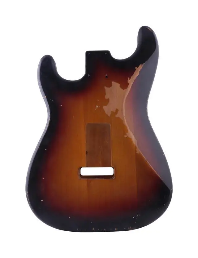 Alt view image 2 of 6 - Relic Guitar Body Nitro Top Alder Wood ST Style DIY Guitar Body | H-S-H Route, for Electric Guitar, Relic 3 Tone Sunburst
