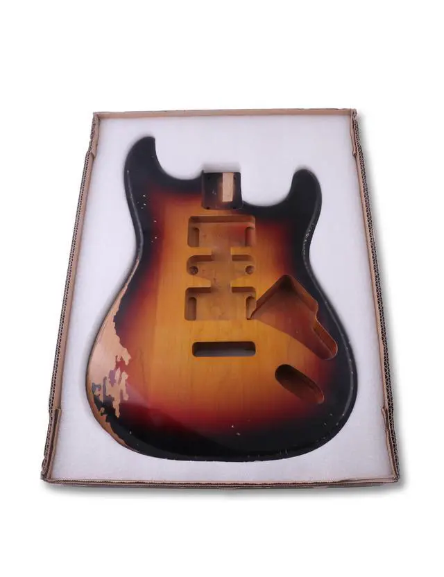 Alt view image 3 of 6 - Relic Guitar Body Nitro Top Alder Wood ST Style DIY Guitar Body | H-S-H Route, for Electric Guitar, Relic 3 Tone Sunburst