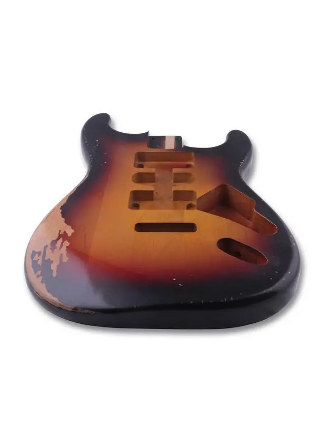 Alt view image 4 of 6 - Relic Guitar Body Nitro Top Alder Wood ST Style DIY Guitar Body | H-S-H Route, for Electric Guitar, Relic 3 Tone Sunburst