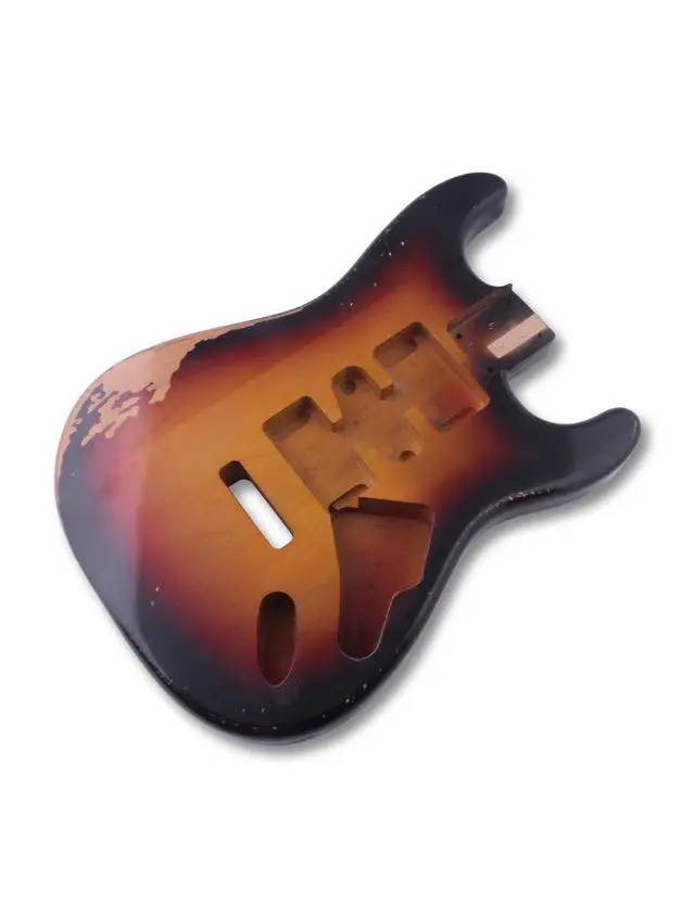 Alt view image 5 of 6 - Relic Guitar Body Nitro Top Alder Wood ST Style DIY Guitar Body | H-S-H Route, for Electric Guitar, Relic 3 Tone Sunburst