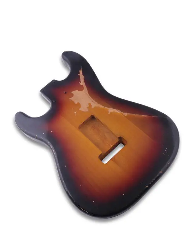 Alt view image 6 of 6 - Relic Guitar Body Nitro Top Alder Wood ST Style DIY Guitar Body | H-S-H Route, for Electric Guitar, Relic 3 Tone Sunburst