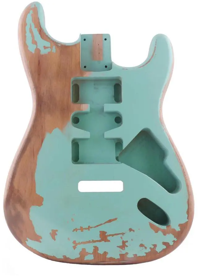 Main image of Relic Guitar Body Nitro Top Alder Wood ST Style DIY Guitar Body | H-S-H Route, for Electric Guitar, Seafoam Green