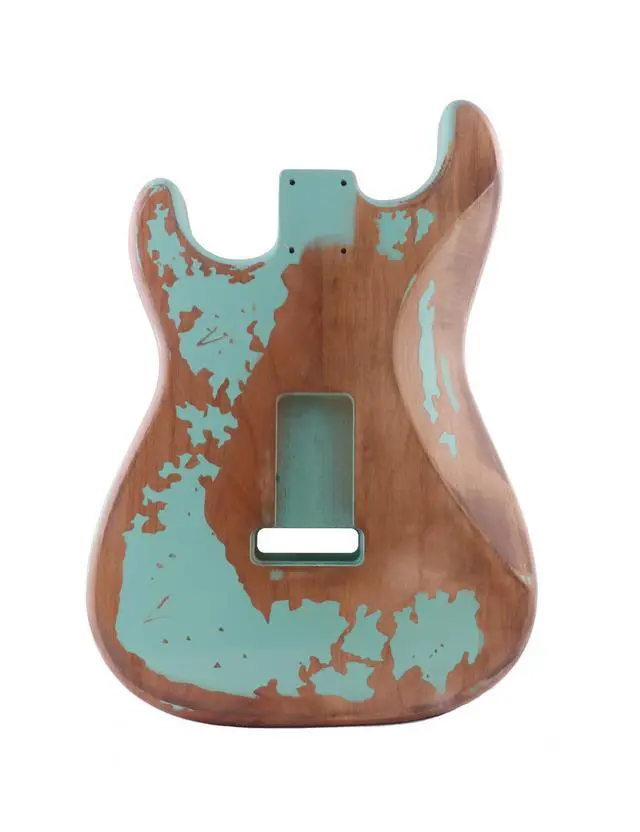 Alt view image 2 of 6 - Relic Guitar Body Nitro Top Alder Wood ST Style DIY Guitar Body | H-S-H Route, for Electric Guitar, Seafoam Green