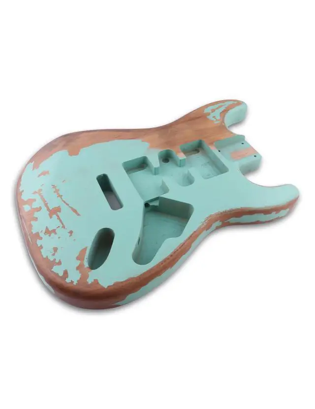Alt view image 3 of 6 - Relic Guitar Body Nitro Top Alder Wood ST Style DIY Guitar Body | H-S-H Route, for Electric Guitar, Seafoam Green