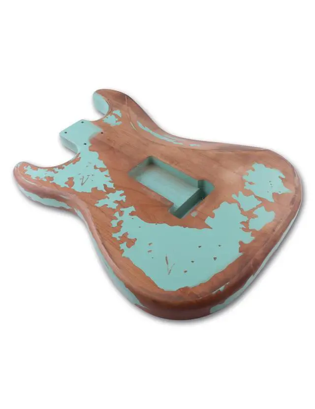 Alt view image 4 of 6 - Relic Guitar Body Nitro Top Alder Wood ST Style DIY Guitar Body | H-S-H Route, for Electric Guitar, Seafoam Green