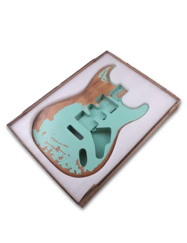 Alt view image 5 of 6 - Relic Guitar Body Nitro Top Alder Wood ST Style DIY Guitar Body | H-S-H Route, for Electric Guitar, Seafoam Green