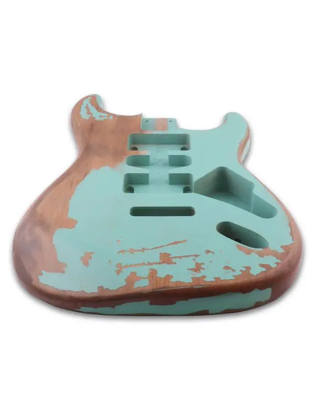 Alt view image 6 of 6 - Relic Guitar Body Nitro Top Alder Wood ST Style DIY Guitar Body | H-S-H Route, for Electric Guitar, Seafoam Green