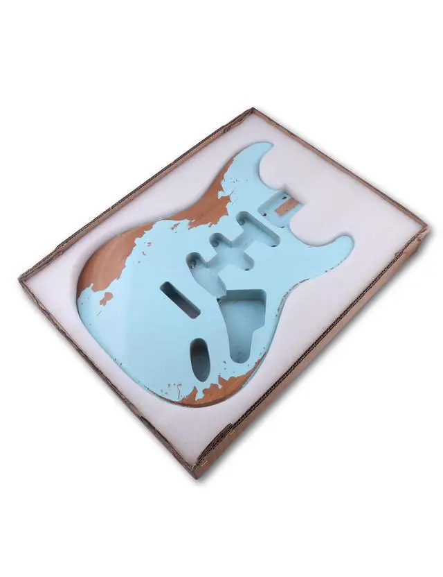 Alt view image 2 of 6 - Relic Guitar Body Nitro Top Alder Wood ST Style DIY Guitar Body | S-S-S Route, for Electric Guitar, Sonic Blue