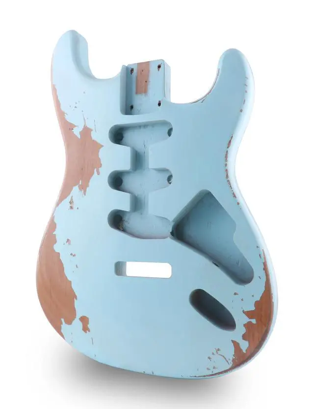 Alt view image 3 of 6 - Relic Guitar Body Nitro Top Alder Wood ST Style DIY Guitar Body | S-S-S Route, for Electric Guitar, Sonic Blue
