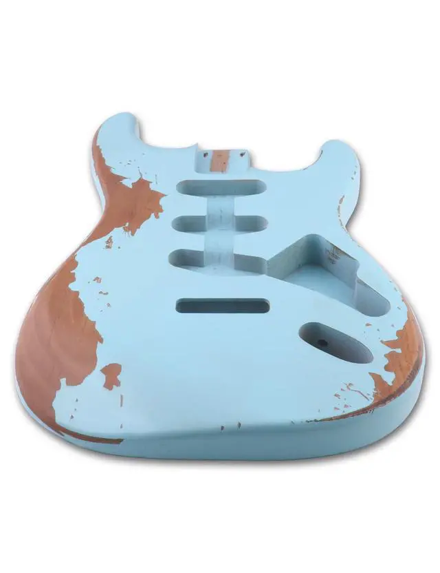 Alt view image 5 of 6 - Relic Guitar Body Nitro Top Alder Wood ST Style DIY Guitar Body | S-S-S Route, for Electric Guitar, Sonic Blue