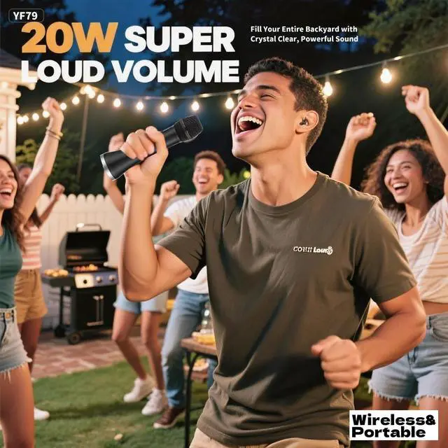 Alt view image 2 of 6 - YF79 20W Wireless Karaoke Mic, 2 Mics, 10H Battery, for Home/Party