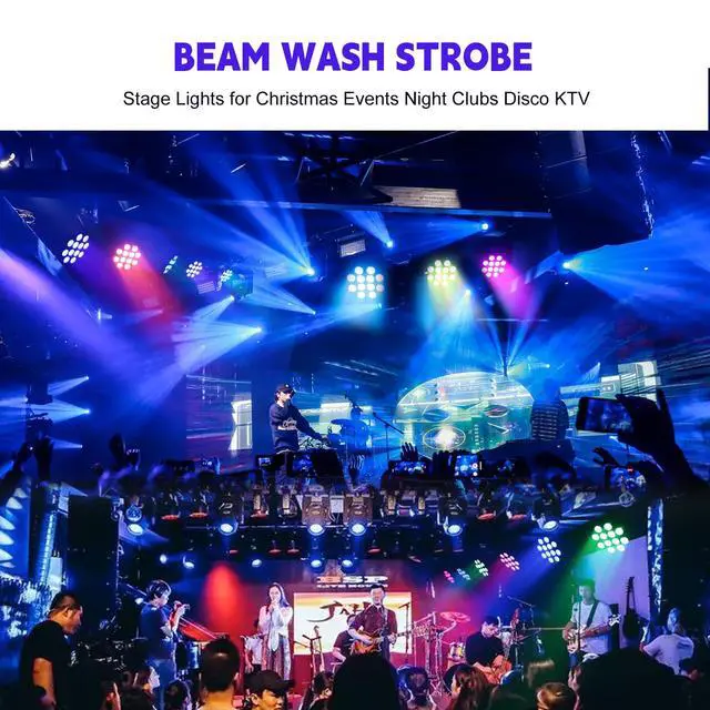 Alt view image 4 of 6 - Moving Head Light Beam Wash 12x12W LED Stage Lighting RGBW 4in1 Professional DMX 512 Strobe Effect Sound Activated DJ Lights for DJ Night Clubs Disco KTV Bar Show (1 Pack)